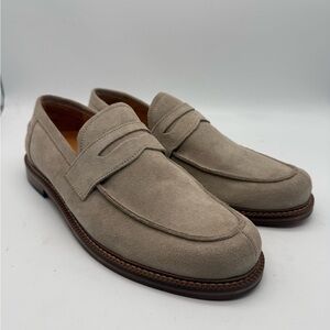 BRAND NEW Express Leather Suede Penny Loafers Stone (Light Gray) Size 10